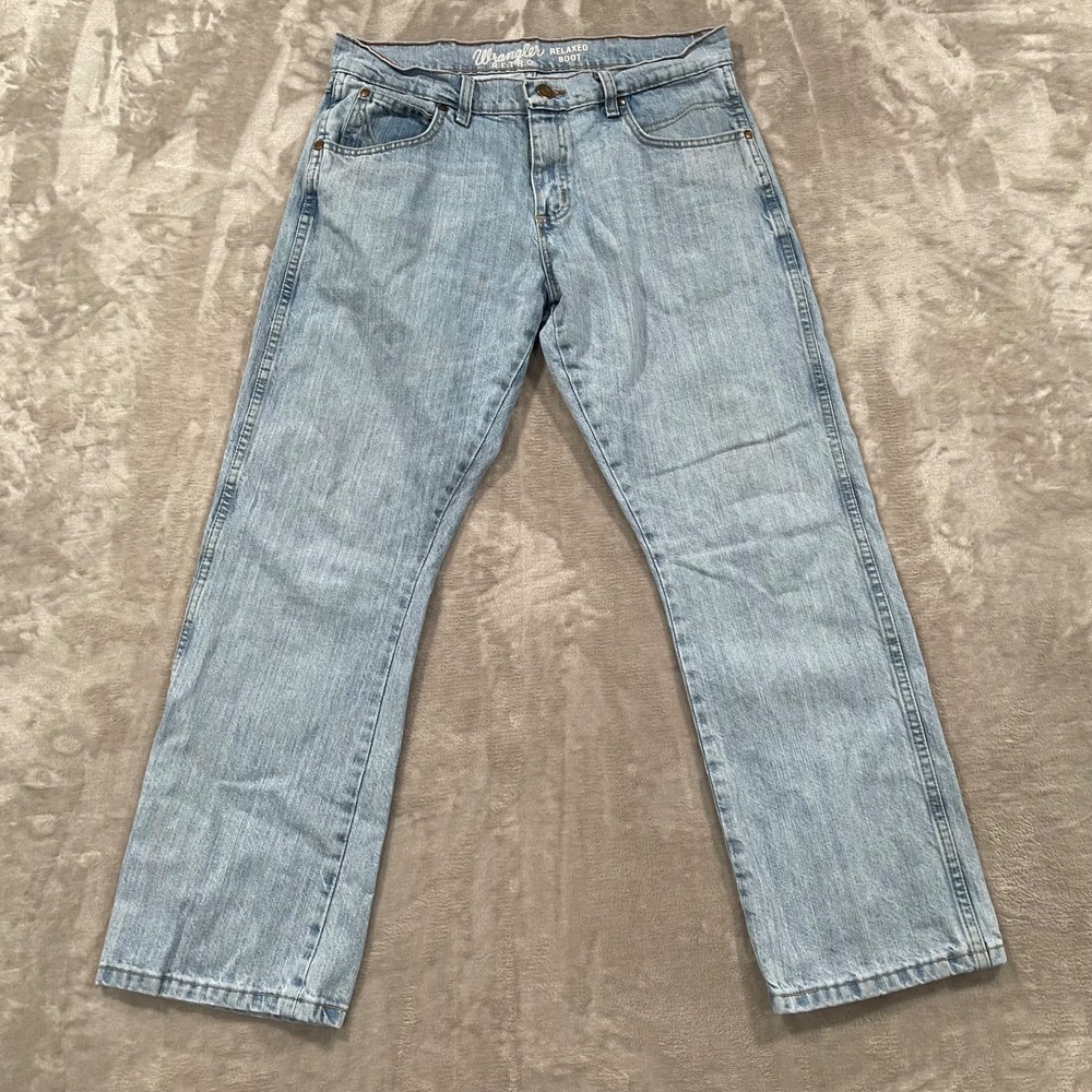 Wrangler Jeans Mens 32x30 Blue Retro Relaxed Bootcut Denim Western Cowboy Rodeo